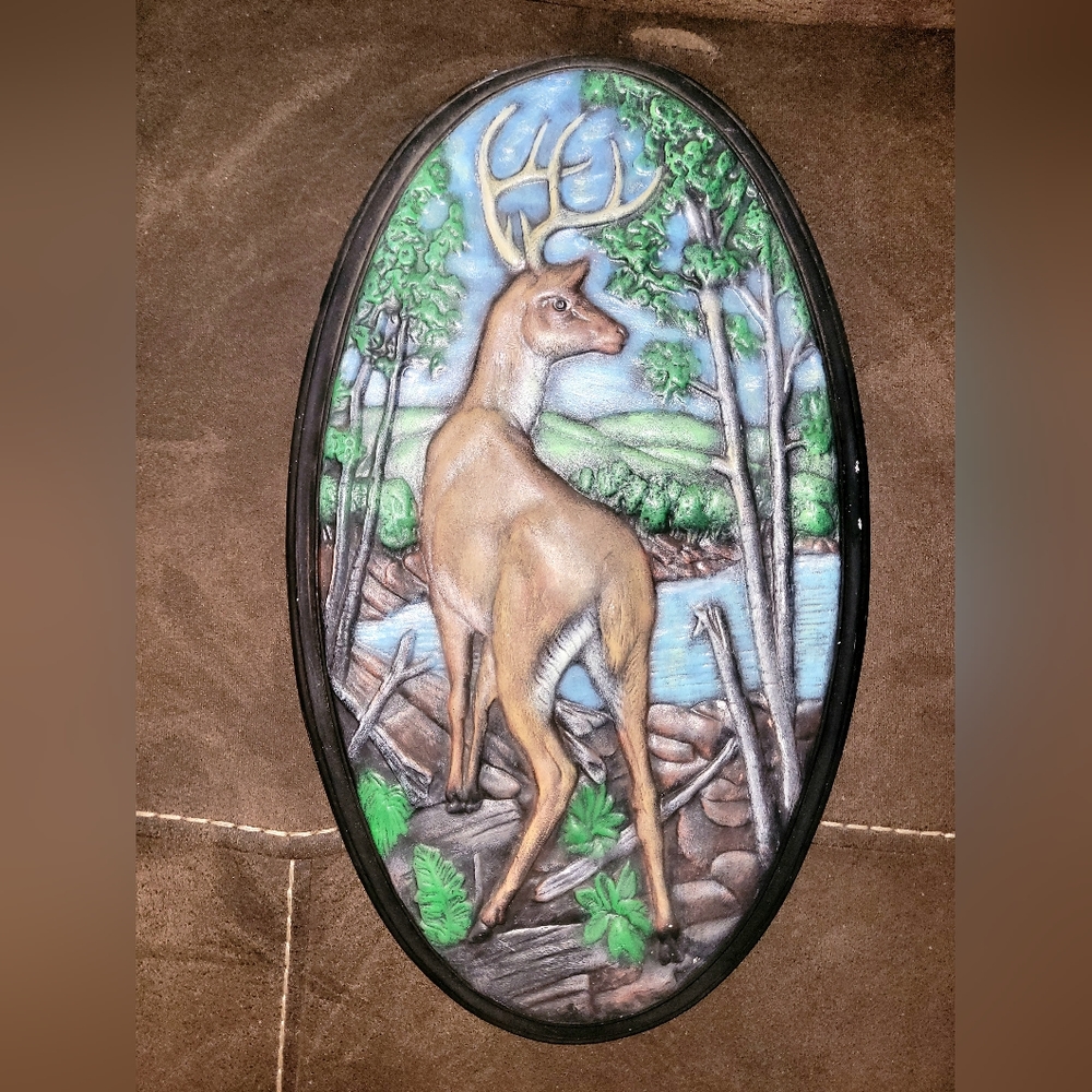 Vintage Holland Mold deer wall decor hand painted